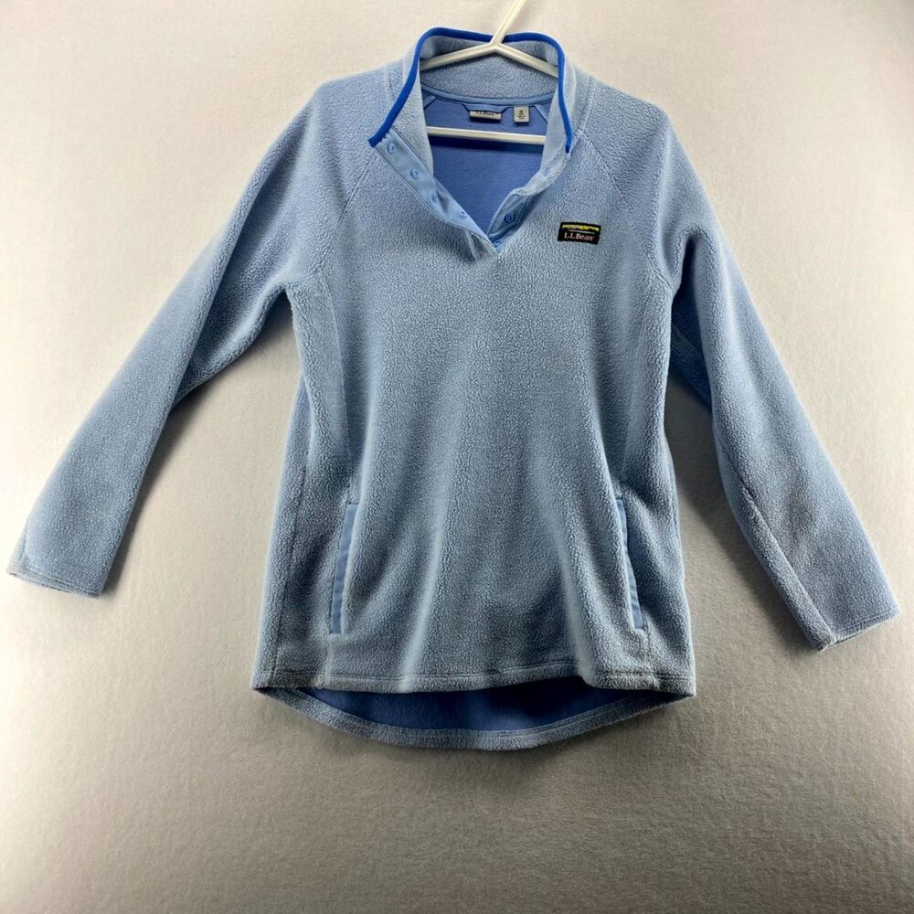 L. L. Bean Light Blue‎ Fleece Snap Button Up Sweatshirt Womens Size M